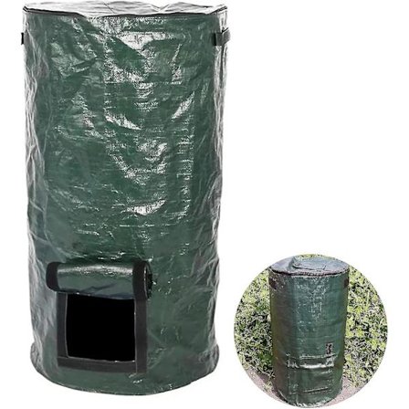 Trädgårdsavfallspåse med lock, 60 L / 80 L Trädgårdsavfallssäck Kompostpåse Köksavfall Fermenteringsavfallsuppsamlare Lövpåse (45 X 80 cm)