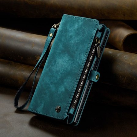 Fodral för iPhone16 E blått läder kortplats multifunktionell plånbok