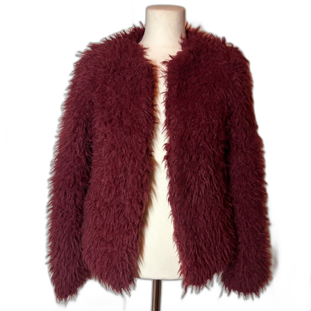 Vinröd pälsjacka