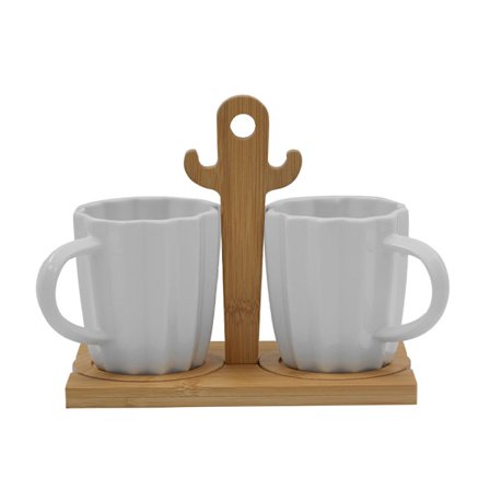 Espressokop af porcelæn med bambusbund, 20x12x17 cm