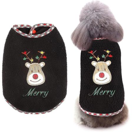 Hund Juldräkt Hundtröjor Snögubbe Älg Lamm Sammetsväst Kappa för valp Katt varma kläder Tibetan Green Elk