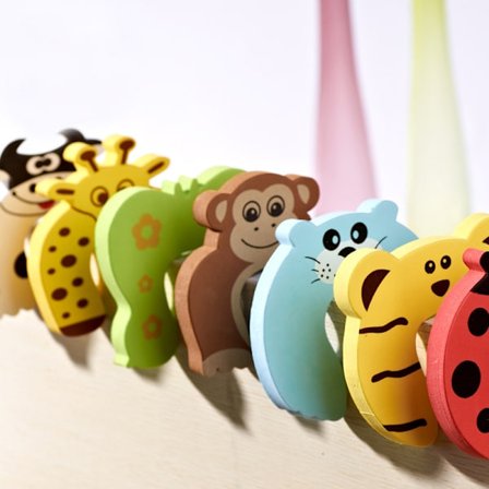 7-delt Fingerbeskyttere, Tegneserie Dyr Dørstopp Myk Skum Pute Bab