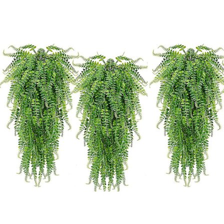 3 stk Kunstige Hengende Bregner Planter Vine Falsk Eføy Boston Bregne Hengende Plante Utendørs UV-resistent
