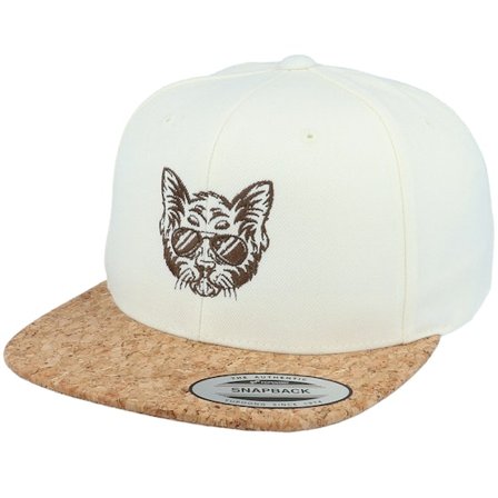 Iconic - White snapback Gorra - Shady Cat Natural/Cork Snapback @ Hatstore