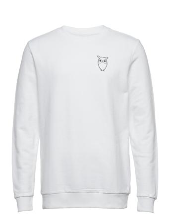Elm Small Print Owl Sweat - Gots/Ve Sweatshirt Trøje Hvid Knowledge Cotton Apparel