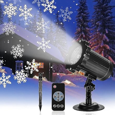 LED-projektor Julelys Snøfall Lys Med Fjernkontroll IP65 Vanntett Utendørs og Innendørs Juledekorasjon Snøfnugg LED Juleprojektor