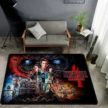 S-Stranger-Things Gulvmatte Retro Multiple Choice Stue Kjøkken Teppe Sklisikker Moderne Hjemmeinnredning