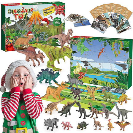 Julefest adventskalender Dinosaurleker 24 dagers nedtelling Surprise Blindboks med forskjellige Dino figurgaver