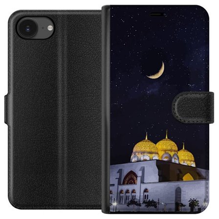 Kompatibel Tegnebogsetui til Apple iPhone 16e Stjerneklar nat med gyldne kupler og halvmåne over oplyst moské
