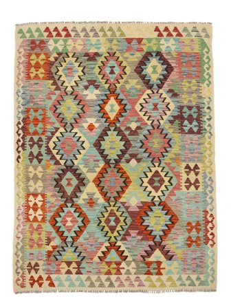 Hand Woven Kilim Afghan Old Style Rug 183X238 Wool Brown/Green