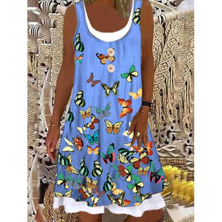 Sommar Kvinnor Blomstertryck Print Casual Light Fit Slim Plus Size