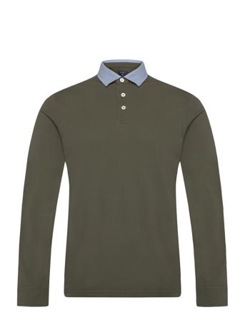 Hackett London Woven Collar Ls Khaki Green