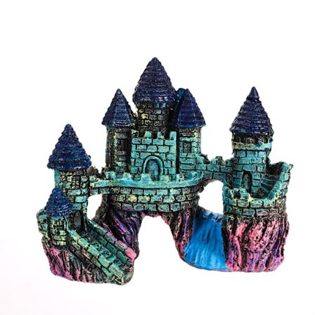 Castle Bate akvarietilbehør akvariedekoration - høj simulationsharpiksmateriale hule skjulested (magisk slot)