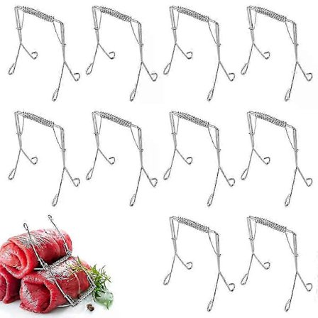 Pakke med 10 rouladeclips, rustfrit stål, genanvendelige, rustfrit stål, alternativ til rouladenåle, 5,5*8cm_Kvalitetsgåvor