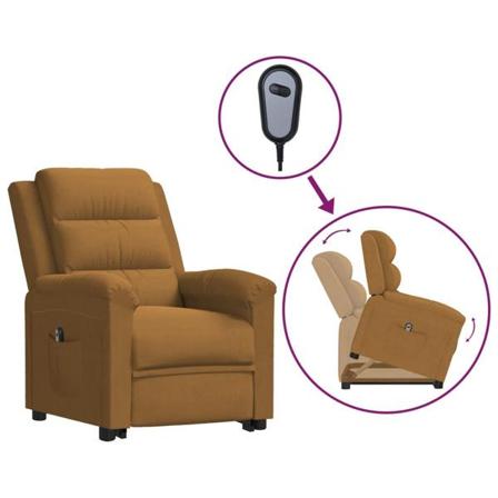 Vidaxl Reclinerfåtölj Med Uppresningshjälp Brun Sammet Brun