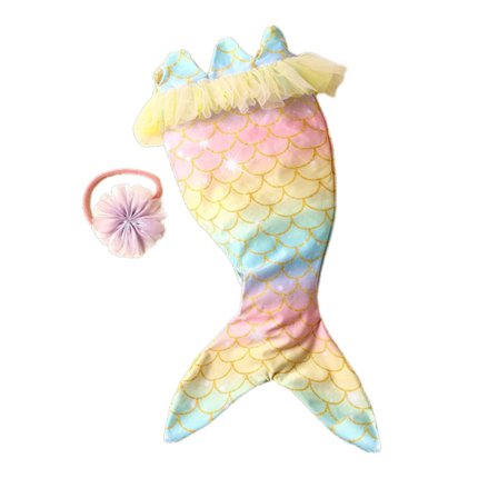 Baby Sjöjungfrukostym Nyfödda fotorekvisita Baby Hårband Spädbarnsfotodräkt Härlig outfit