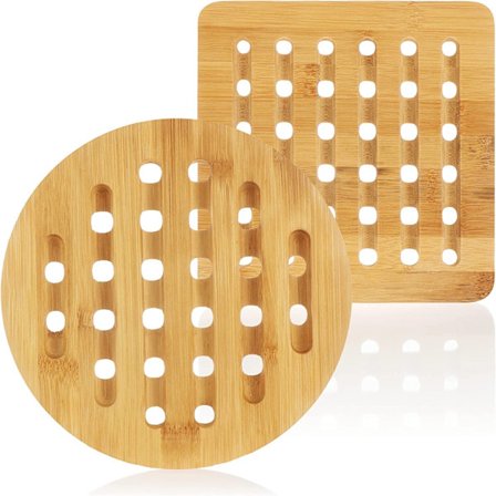 2x Bambustrivet - hållbart trivet för grytor - stekpannor - trivet - trivet