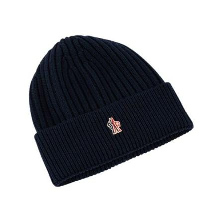 Moncler Navy beanie logo Blå, unisex Accessories, Størrelse: ONE Size