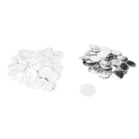 100 sæt blanke knap-badge-dele til knapfremstillingsmaskine DIY rund form rustfri knapfremstillingsforsyninger 58mm/2.3in