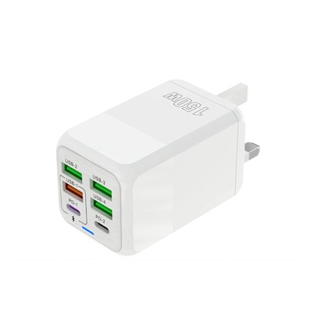 150W 2PD 4 USB C Flere Enhetsladere Adapter med 6 Porter for Rask Lading av Telefon, Nettbrett og Andre