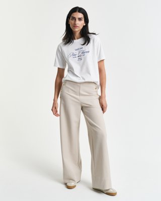 GANT - High-rise bukse med knapper til dame soft oat