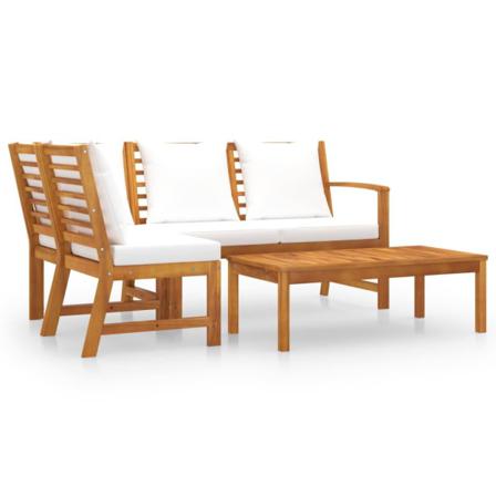 Vidaxl Loungeset Med Dynor 4 Delar Gräddvit Massivt Akaciaträ Creme