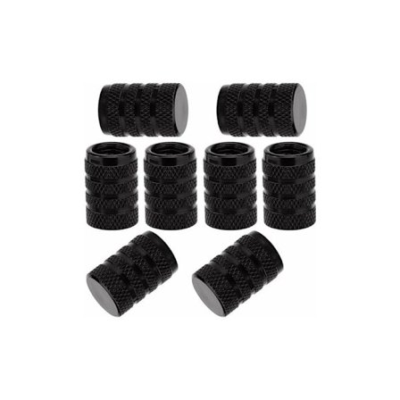 DOPA 8 st däckventilskaftlock, aluminium däckventilskaftlock med gummiring för bilar (svart)