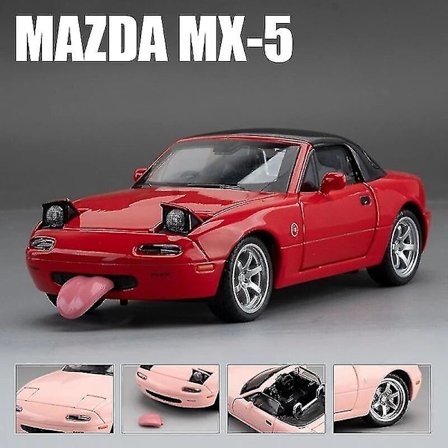 Miniature Mazda MX-5 Støbt Model med Lyd & Lys, Legetøjsbil med Døre der Kan Åbnes til Børns Samling [GPA]