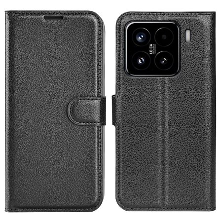 Xiaomi 15 Fodral Litchi Läder Svart
