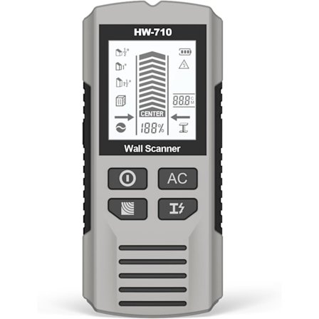 Regelsökare Väggskanner 5-i-1 Uppgraderat Chip: Väggdetektor Detekterar Trä/Metall/AC-ledning/Rör, Ledningssökare LCD-Display & Ljud (Utan 9V 