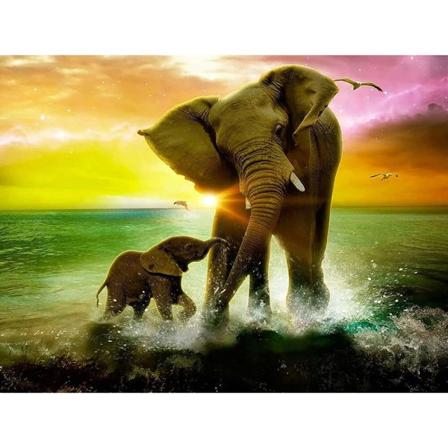 5D Diamantmaleri Elefant, Diamantmaleri Dyrekunst DIY Ful
