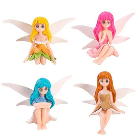 4 STK/sett Flower Fairies Figur Spirit Statue Spre vinger