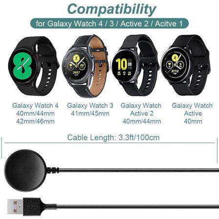 Laddare för Samsung Galaxy Watch 4/4 Classic/3/Active 2/Acitve, ersättning USB-laddningskabel sladd dockningsstation för Galaxy Watch 6/5/4//3/Active 