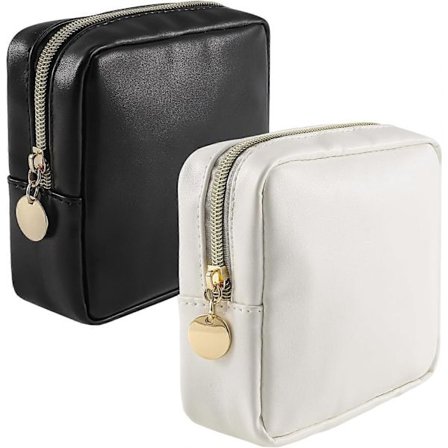 2-pak Små Makeup Tasker, Bærbar Rejsetaske i PU-Læder Makeup Pung til Kvinder Piger Makeup Opbevaring Taske Kosmetik Makeup Taske