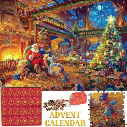 Puslespil adventskalender 2023, 1008 brikker 24 dages jule nedtælling adventskalendere DT 1 calendar