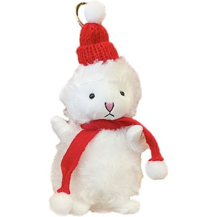 Miesten naisten söpö onnekas pehmeä huivi ruskea karhu valkoinen kani avaimenperä Hyvää uutta vuotta joulu avaimenperä avainrengas, kevyt poikaystävä 