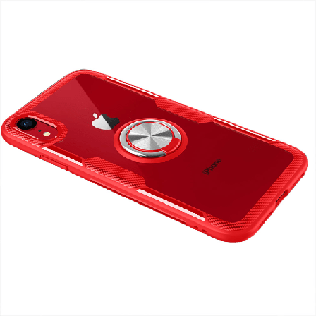 iPhone XS MAX - Tehokas suojakuori sormustelineellä Röd/Silver