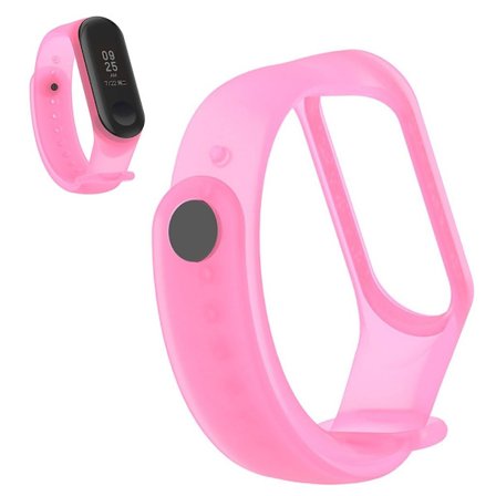 Xiaomi Mi Smart Band 6 / Band 5 gennemsigtig silikone urrem - Gennemsigtig Pink