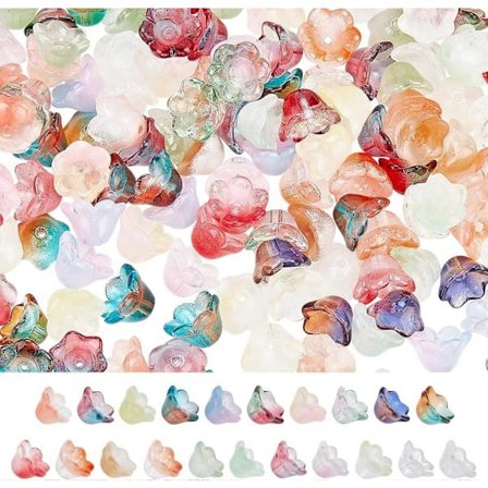 168 st Glasblomsterpärlor Regnbågsmix Trumpet Lösa Pärlor för Smyckestillverkning