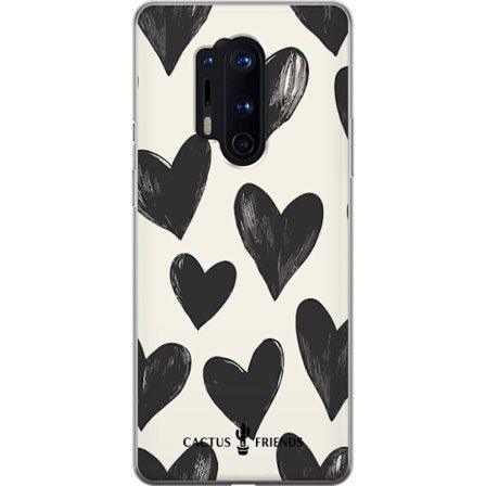 Kompatibelt Mobildeksel til OnePlus OnePlus 8 Pro Cactus and Friends - Bold Black Love Pattern
