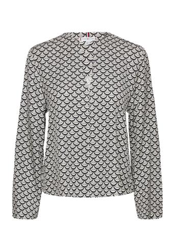 Seal Aop V-Neck Blouse Black Tommy Hilfiger