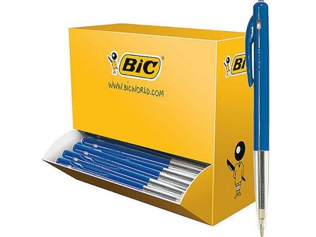 BIC Kulpenna, M10 Clic mediumspets 1mm blått skaft blått bläck 100/fp - Lyreco - Kontorsmaterial - Pennor - Kulpennor