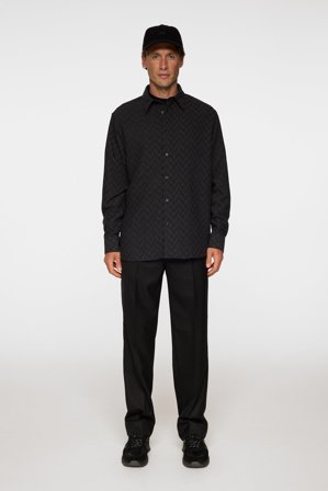 J.Lindeberg - Reg LS Jacquard Shirt - Fashion - Black - Men - M