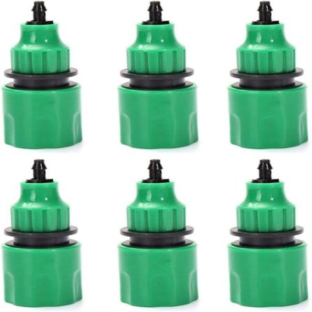 Enkelvägsadapter för trädgårdsslang, krankoppling, lämplig för bevattning, 6-pack