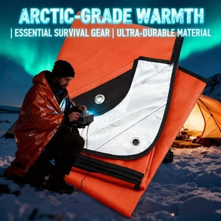 Nødteppe Overlevelsesteppe 150×200 cm – Termisk Redningsteppe i 3 lag, Reflekterende & Vindtett