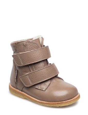 Boots - Flat - With Velcro Vinterstøvler Med Burrebånd Brun ANGULUS