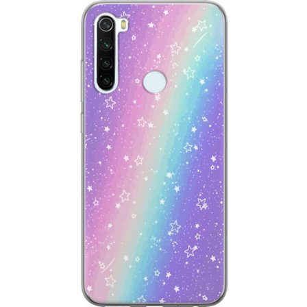 Kompatibelt Mobildeksel til Xiaomi Redmi Note 8 Rainbow-farget pastellbakgrunn med hvite stjerner og gnistrende prikker i myk overgang
