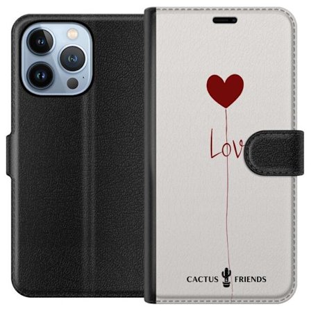 Kompatibelt Lommeboketui til Apple Apple iPhone 13 Pro Cactus and Friends - Love Balloon Minimal