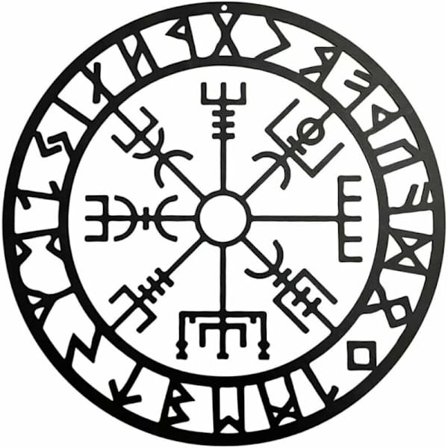 Vikingekompas Vægkunst, Nordiske Kompas Skulpturer Sort Hul Jern Vægophæng Metal til Soveværelse Moderne Soveværelse Metal Vægindretning (28cm)