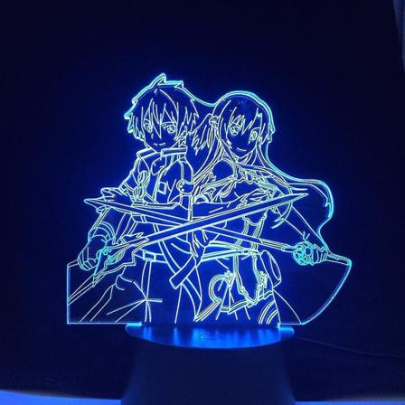 3D-lampe Anime Kirito og Asuna til soveromdekorasjon, nattlys, bursdagsbordlampe, Sao Anime Sword Art-gave, 16 farger